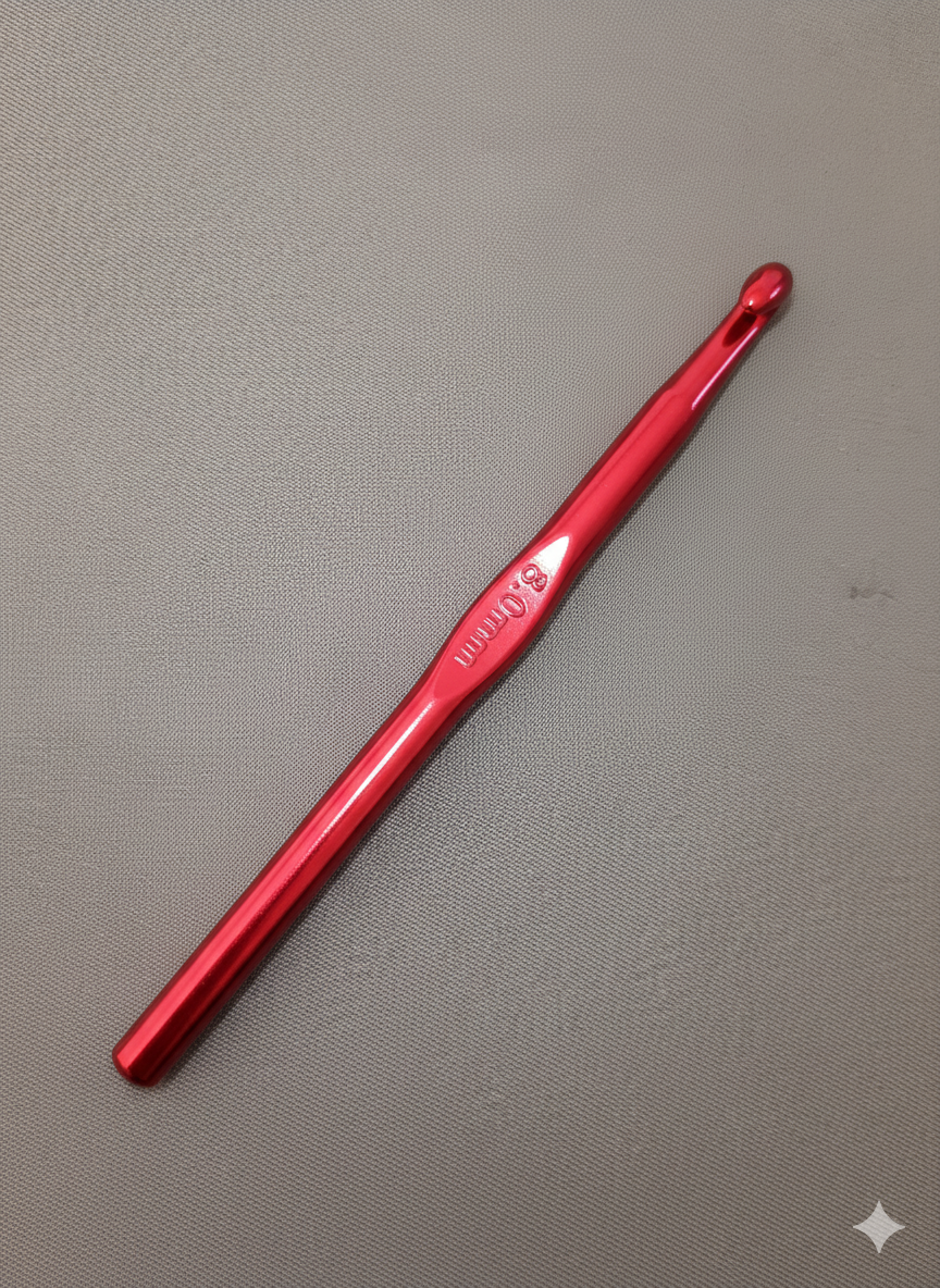 crochet classique en aluminium – taille 3.0 mm (rouge Éclatant)