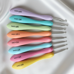 set de 8 crochets ergonomiques "pastel confort" à manche incurvé (2.5 mm à 6.0 mm)