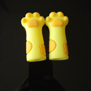 bouchons d'aiguilles à tricoter patte de chat jaune vif – protège pointes en silicone lumineux