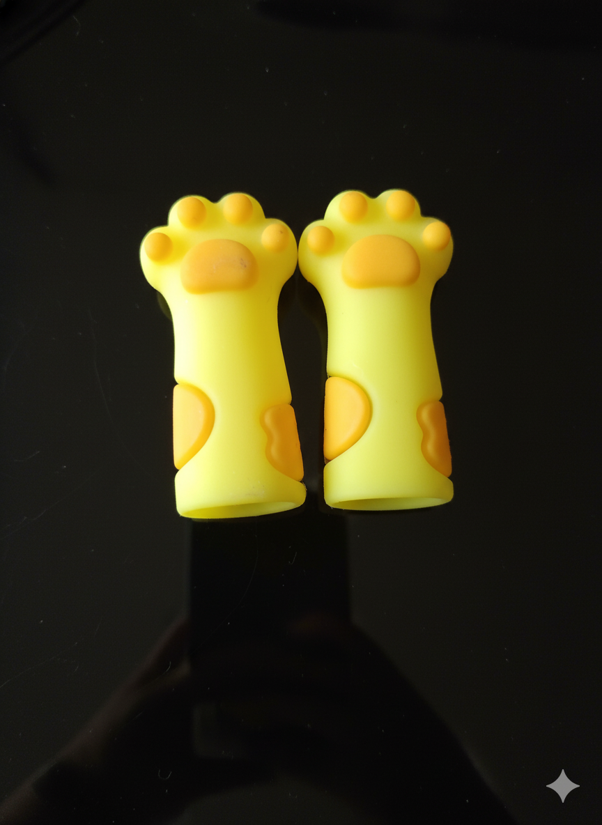 bouchons d'aiguilles à tricoter patte de chat jaune vif – protège pointes en silicone lumineux