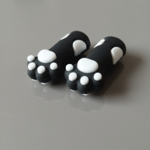 bouchons d'aiguilles à tricoter noires patte de chat (paws) – protège pointes en silicone kawaii