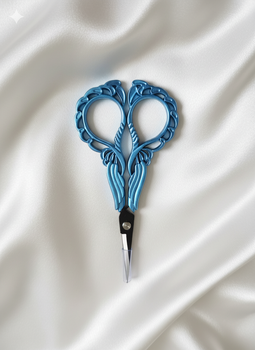 Ciseaux de Broderie ou de Couture Vintage en Acier Inoxydable Orchidée , Bleu Mat