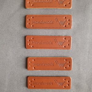 Lot de 5 Étiquettes en Simili Cuir Brun - Taille 5 cm