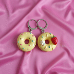 lot de 2 marqueurs de mailles gourmands – donuts fantaisie (avec fraise)