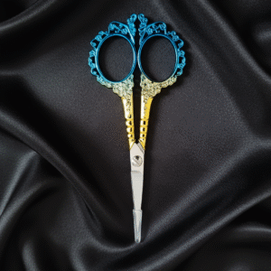 Ciseaux de Broderie ou de Couture Vintage en acier inoxydable  Or et Turquoise