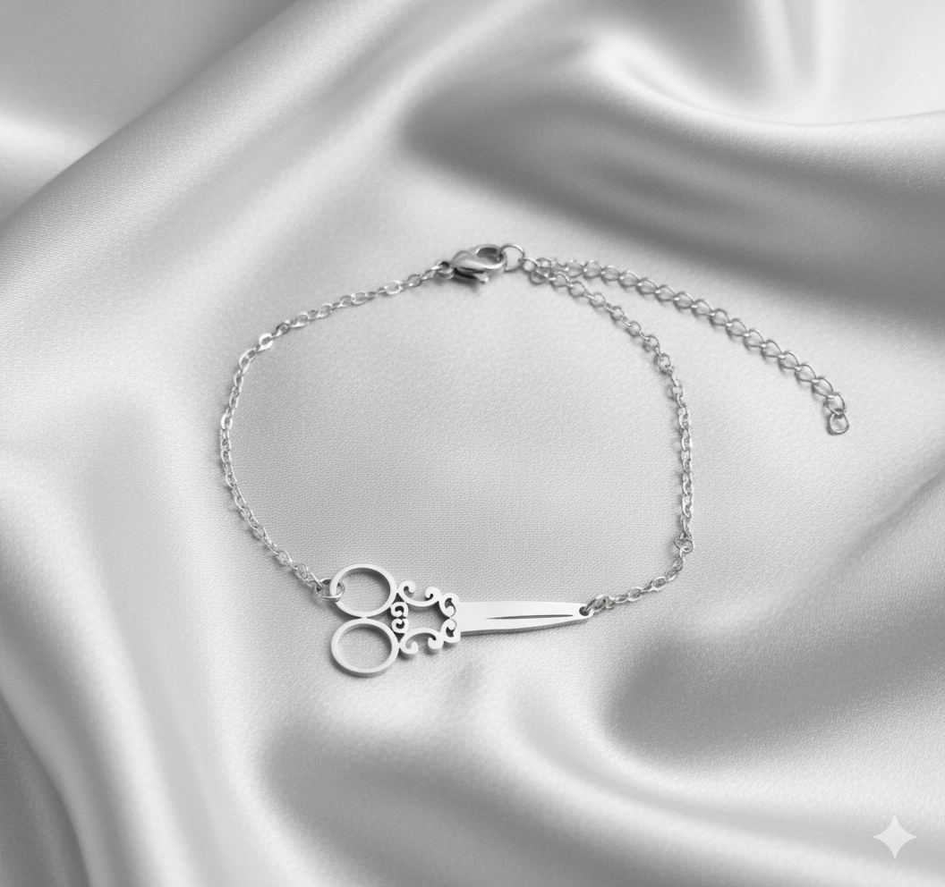 Bracelet "Ciseaux de Brodeuse" – Élégance Argentée et Raffinée en Acier Inoxydable – Image 2