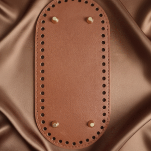 Fond de Sac Ovale 22x10 cm  – Base Rigide en Similicuir avec pieds Cannelle