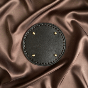 Fond de Sac Rond avec pieds en Similicuir Noir – Diamètre 15 cm