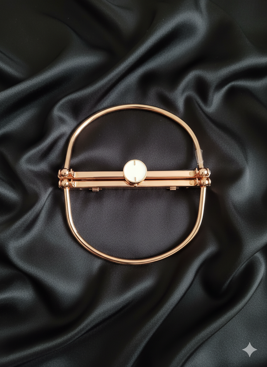 cadre de sac classique | rose gold & fermeture Émail blanc