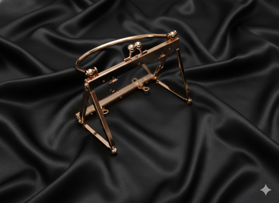 cadre de sac classique | rose gold & fermeture Émail blanc