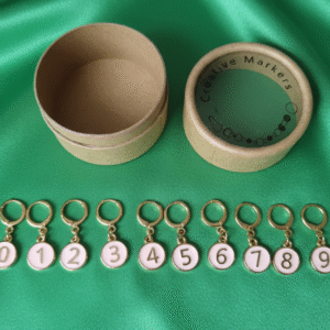 10 Marqueurs de Rangs Numérotés (0-9) Rose/Or + Boîte de Rangement – Outil Crochet