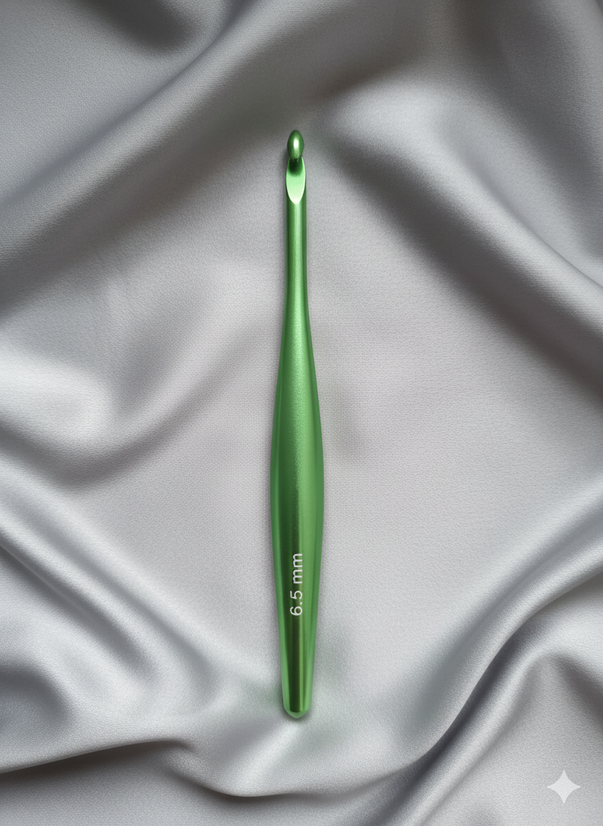 Crochet Ergonomique en Aluminium – Vert Pomme Éclatant – 6.5 mm