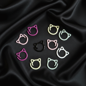 10 Marqueurs de Maille Tête de Chat en Métal