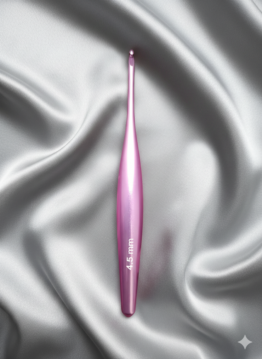 Crochet Ergonomique en Aluminium – Rose Fushia Métallisé – 4.5 mm