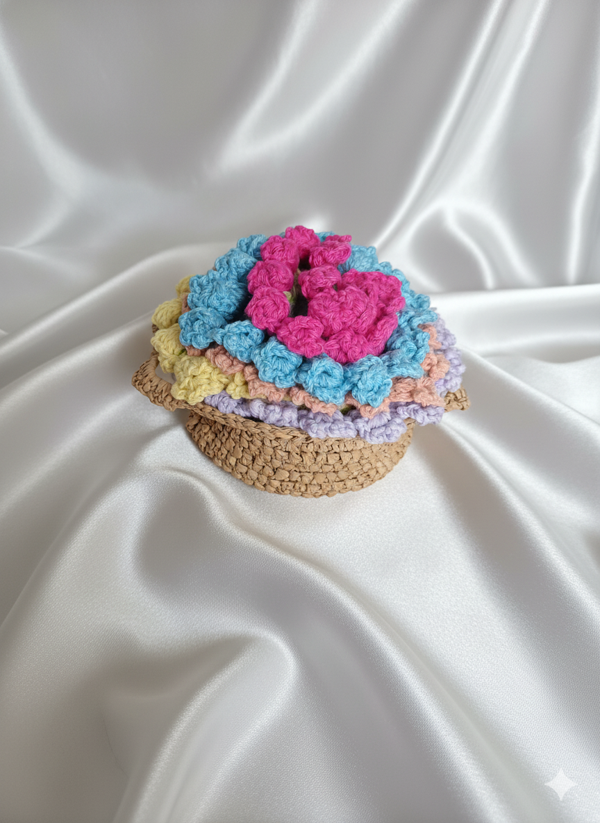 Ensemble Décoration de Table "Fleur Pastel et Raphia" (5 Sous-Tasses + 1 Corbeille) – Image 4