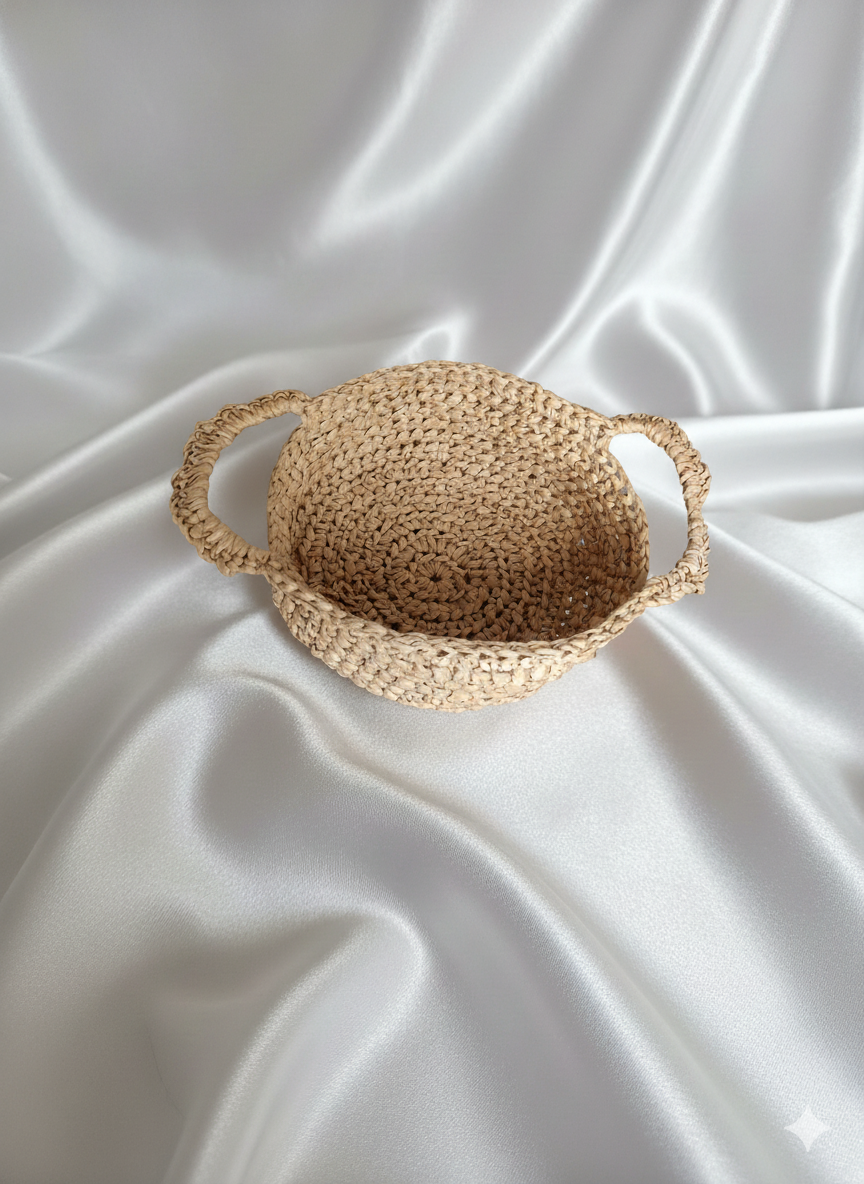 Ensemble Décoration de Table "Fleur Pastel et Raphia" (5 Sous-Tasses + 1 Corbeille) – Image 2