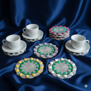 Dessous de Tasse au Crochet "Jardin de Tulipes" - Lot de 5